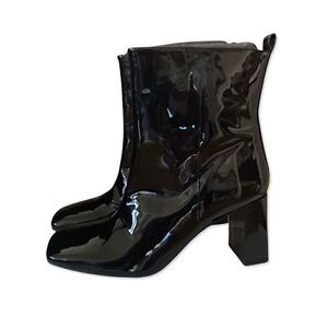 GOOD AMERICAN pattent leather square toe ankle boots high heels sz 10.5 NIB